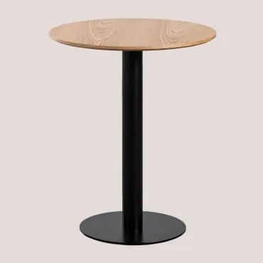 Mesa De Bar Redonda Em Lâmina De Freixo Frappe Ø60 Cm & Preto - Sklum