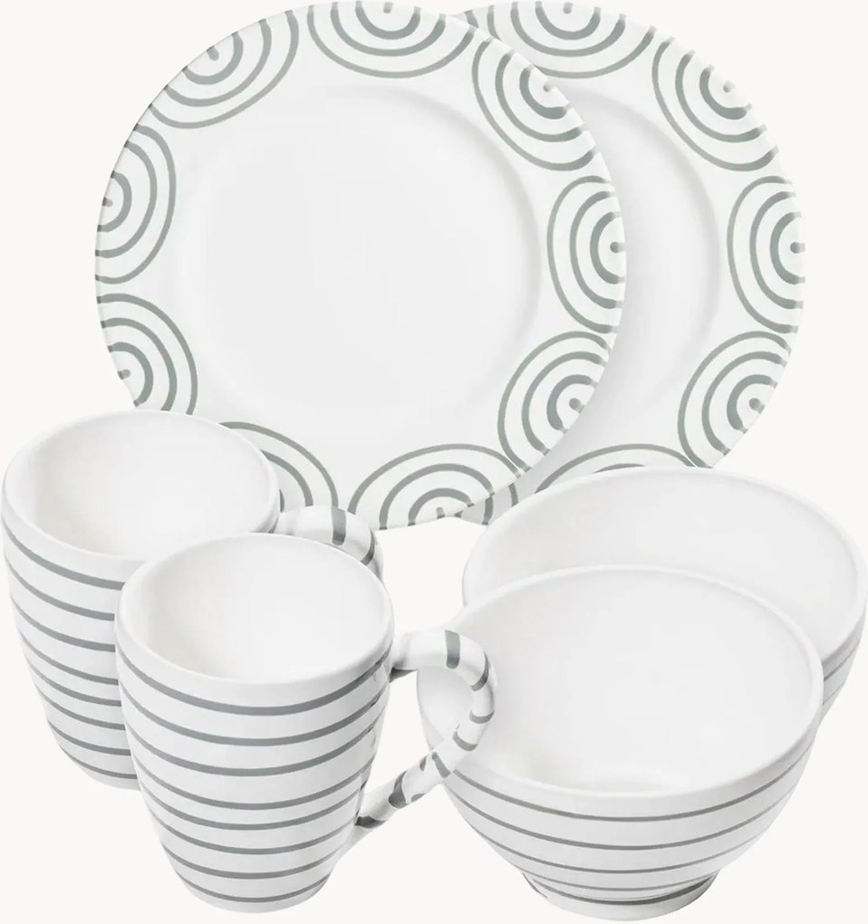 Conjunto de pequeno-almoço artesanal Graugeflammt, 2 pessoas, conjunto de 6
