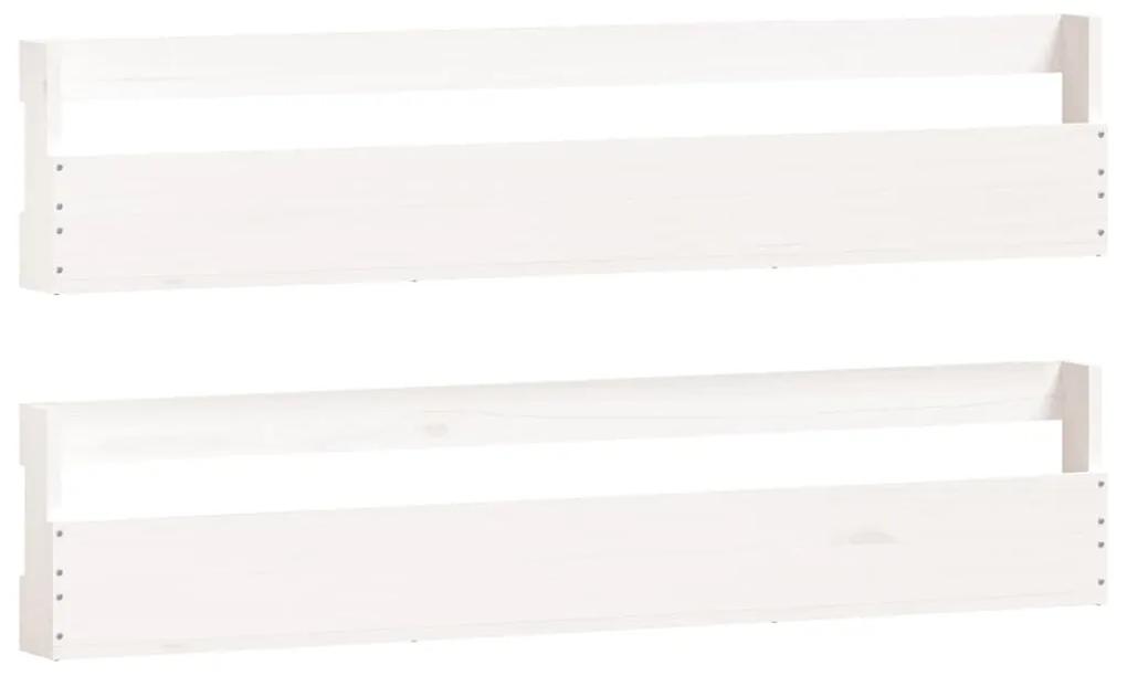 Sapateiras de parede 2 pcs 110x9x23 cm pinho maciço branco
