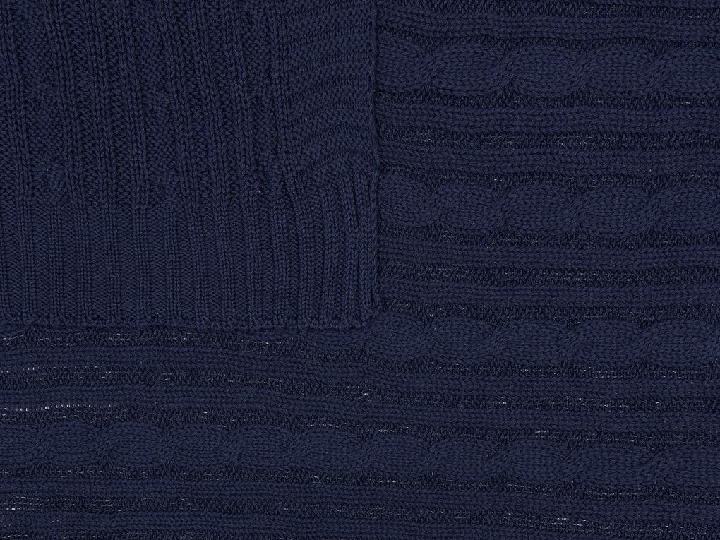 Manta decorativa em algodão azul escuro 110 x 180 cm ANAMUR Beliani