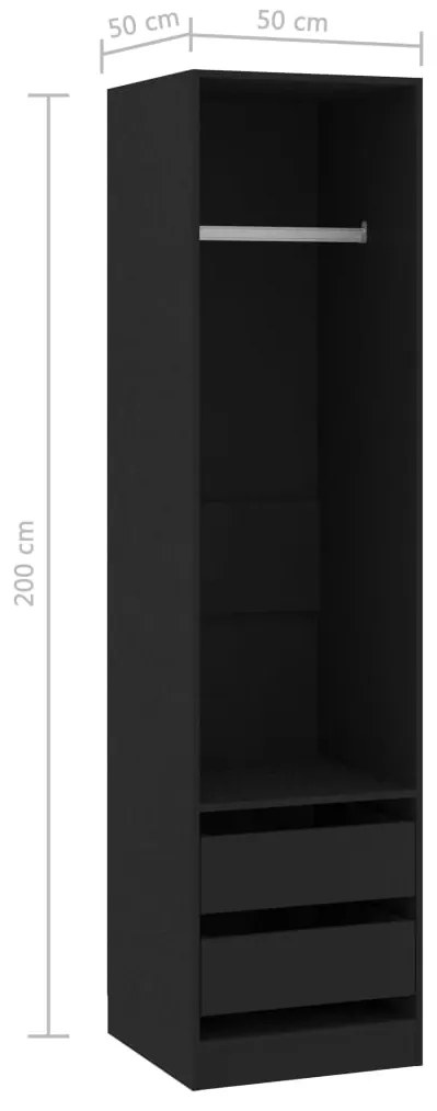 Roupeiro com gavetas 50x50x200 cm derivados de madeira preto