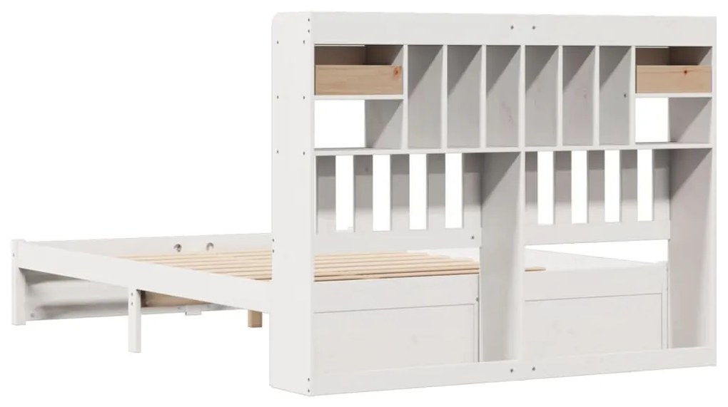 Cama com estante sem colchão 150x200 cm pinho maciço branco