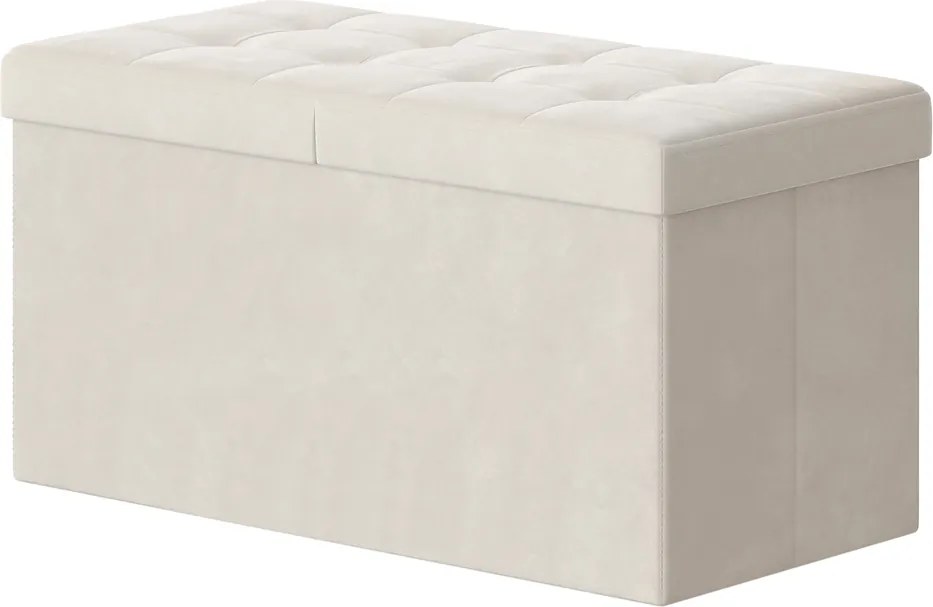 Banco com tampa 38 x 76 x 38 cm, com espaço de arrumação, para a entrada creme