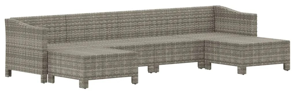 6 pcs conjunto lounge de jardim c/ almofadões vime PE cinzento