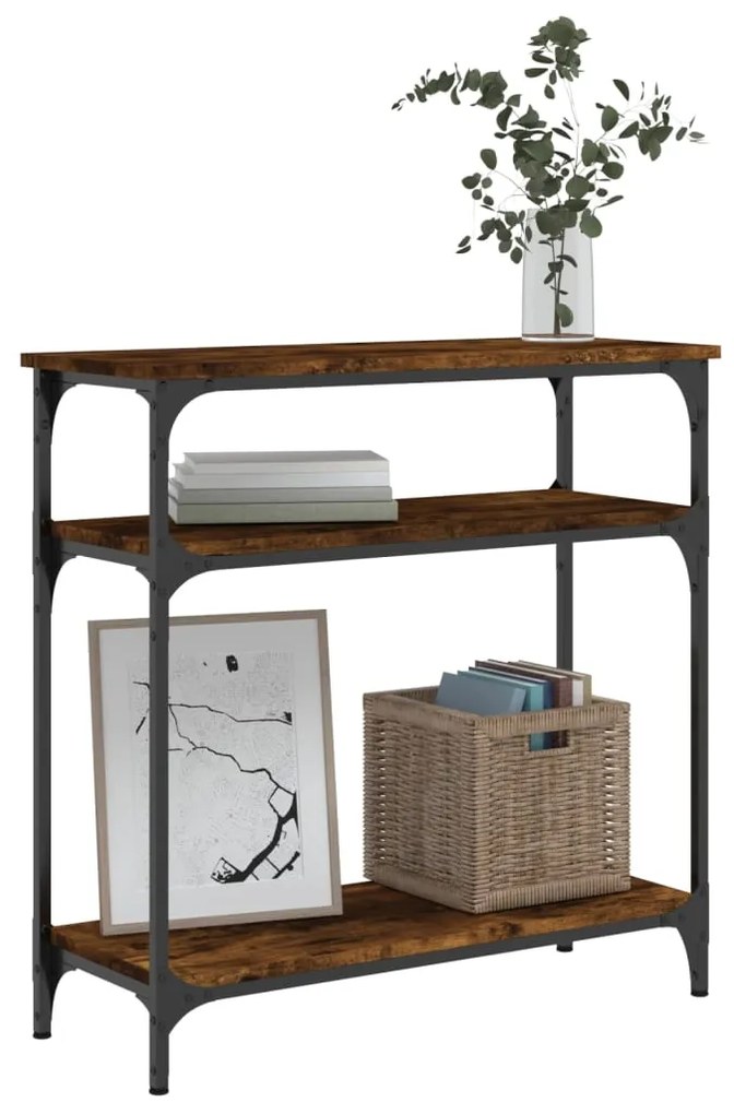 Mesa consola 75x29x75 cm derivados de madeira carvalho fumado