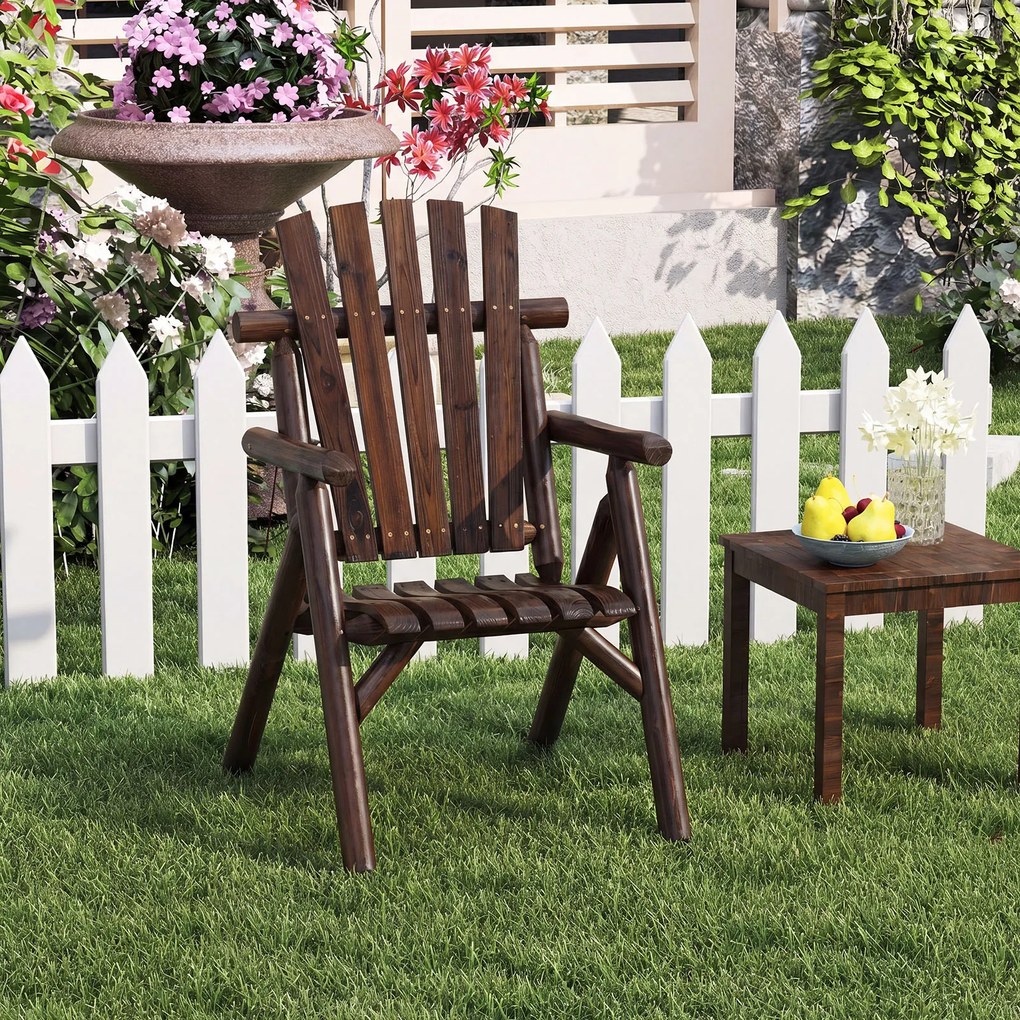 Cadeira de Jardim Individual, 80 x 66 x 107 cm, Encosto Alto, Castanho