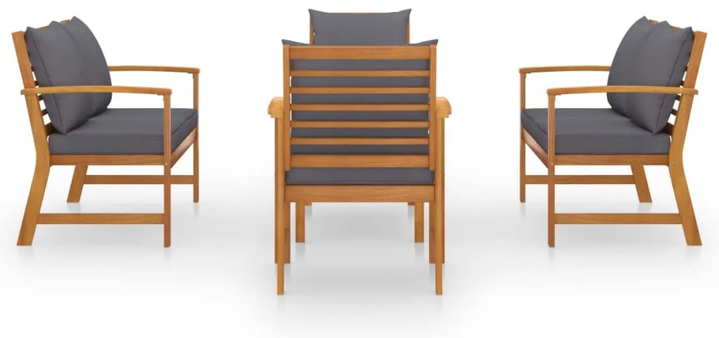 5 pcs conjunto lounge de jardim c/ almofadões acácia maciça