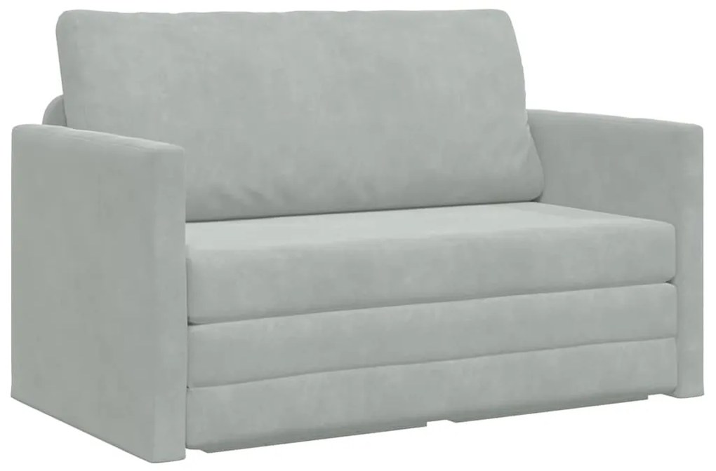 Sofá Cama de Chão 2-em-1 Cinza Claro 124x204x61 cm Veludo