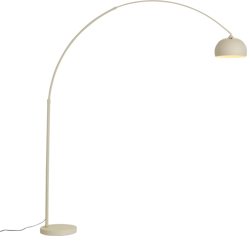 Candeeiro de Arco Moderno Bege com Base de Mármore - XXL