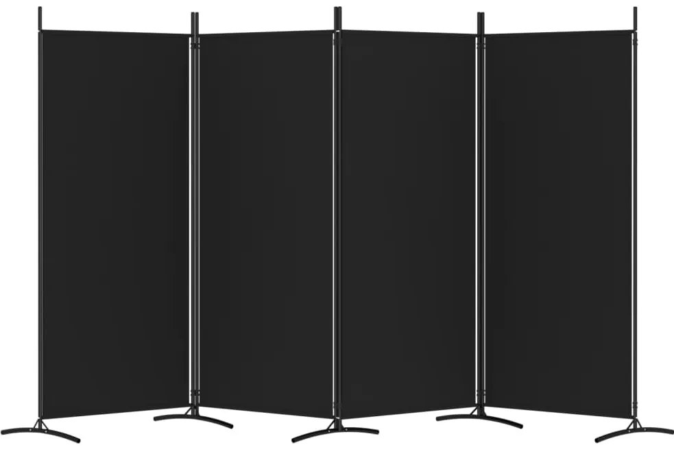 Divisória de quarto com 4 painéis 346x180 cm tecido preto