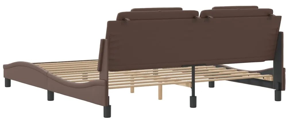 Estrutura cama c/ cabeceira 180x200cm couro artificial castanho