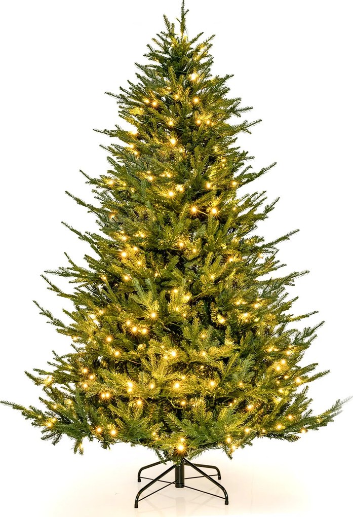 Árvore de Natal artificial de 136 cm com neve e 150 luzes LED brancas quentes verdes
