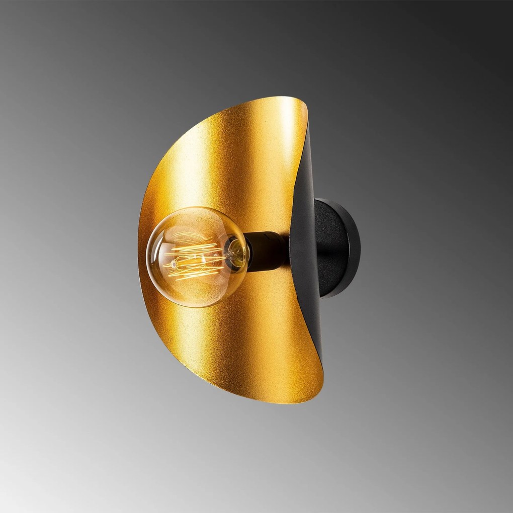Candeeiro de Parede Sivani – Preto e Dourado – 17 x 13 cm
