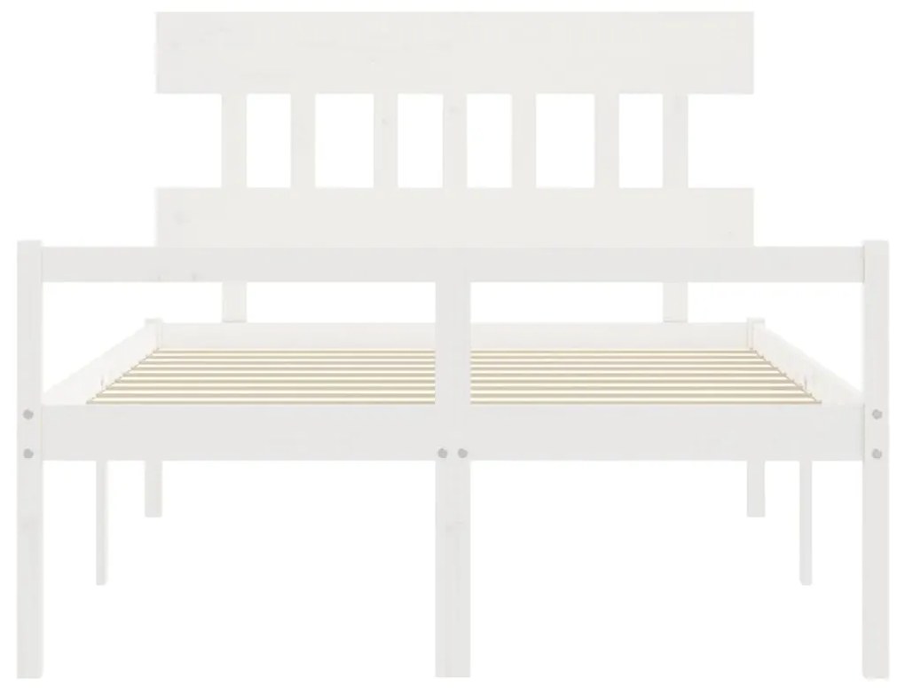 Estrutura de cama com cabeceira 120x200cm madeira maciça branco