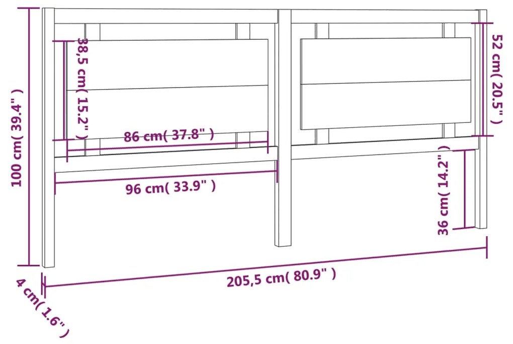 Cabeceira de cama 205,5x4x100 cm pinho maciço castanho mel