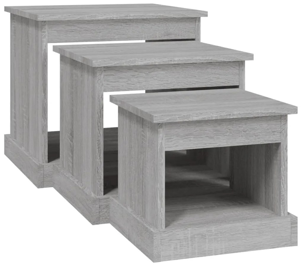 Mesas de centro 3 pcs derivados de madeira cinzento sonoma