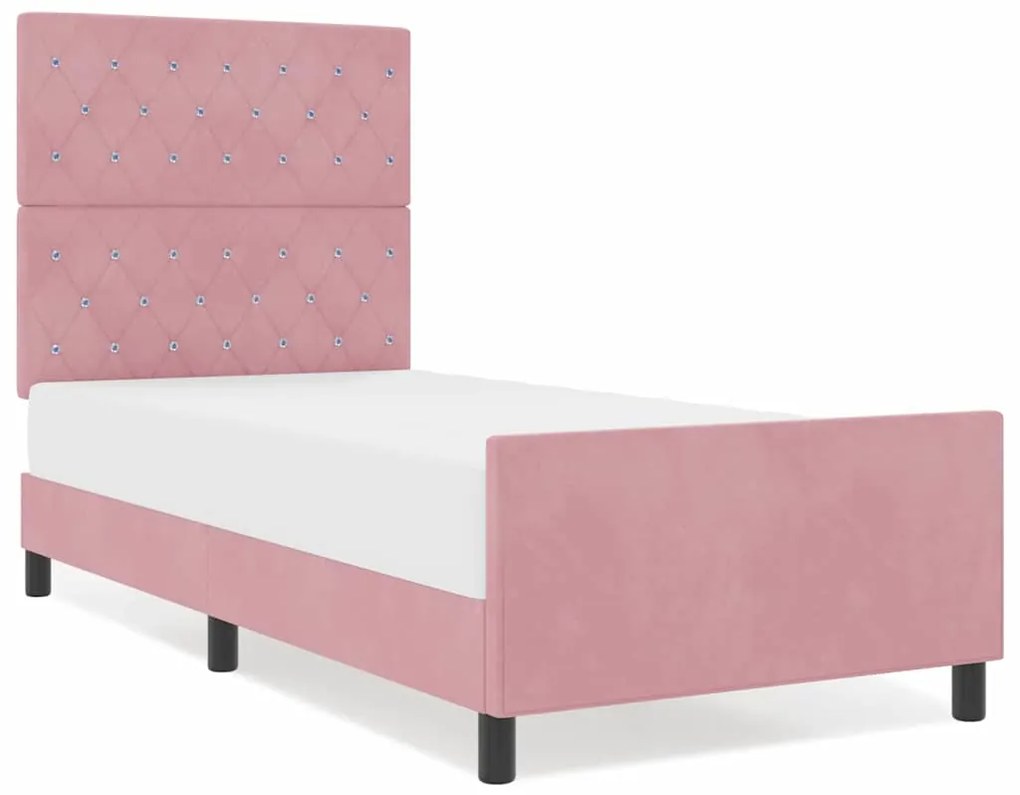 Cama vidaXL Rosa 90x190 cm Veludo
