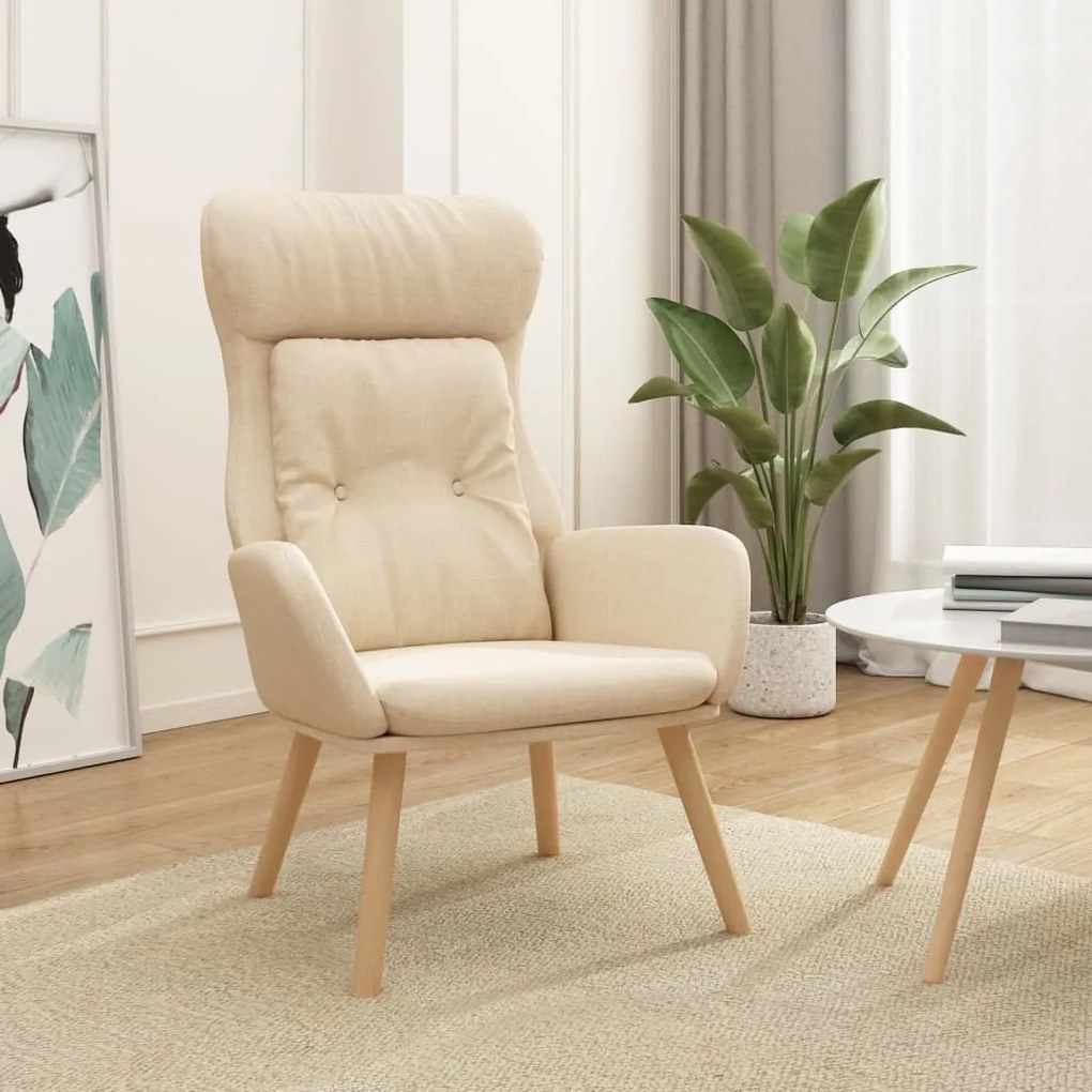 Poltrona Kai de Descanso em Tecido - Cor Creme - Design Nórdico