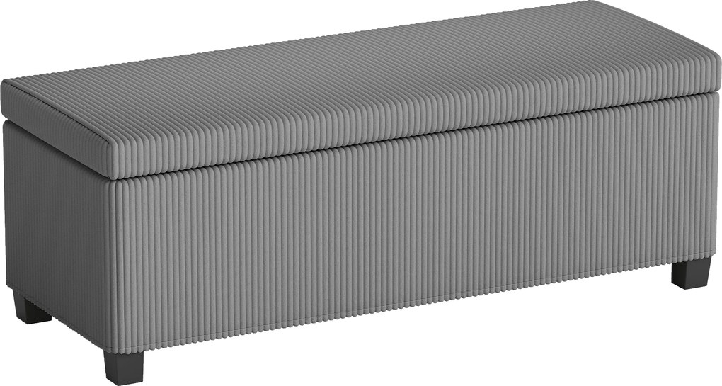 HOMCOM Banco de arrumação banco de fim de cama em veludo cotelê com tampa, para sala, quarto, entrada, 112 x 42 x 40 cm, cinza | Aosom Portugal