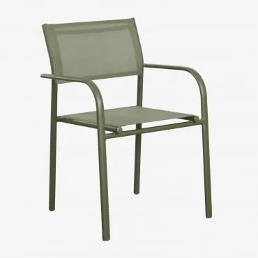 Cadeira De Jardim Empilhável Com Apoios De Braços Em Alumínio Olenia Verde Azeitona Intenso - Sklum