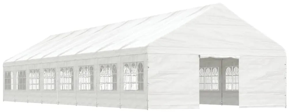 Gazebo com telhado 17,84x5,88x3,75 m polietileno branco