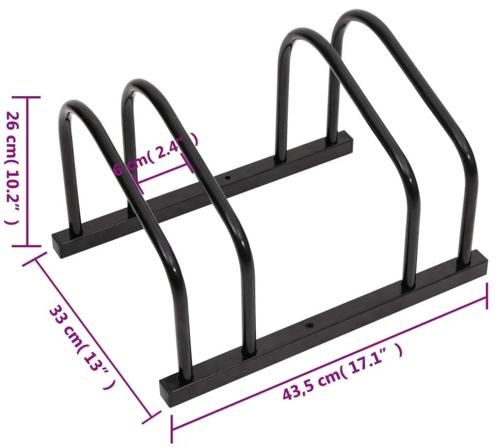 Suporte para 2 bicicletas aço preto