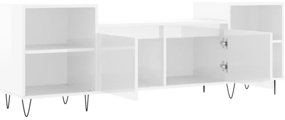 Móvel de TV 160x35x55 cm derivados de madeira branco brilhante