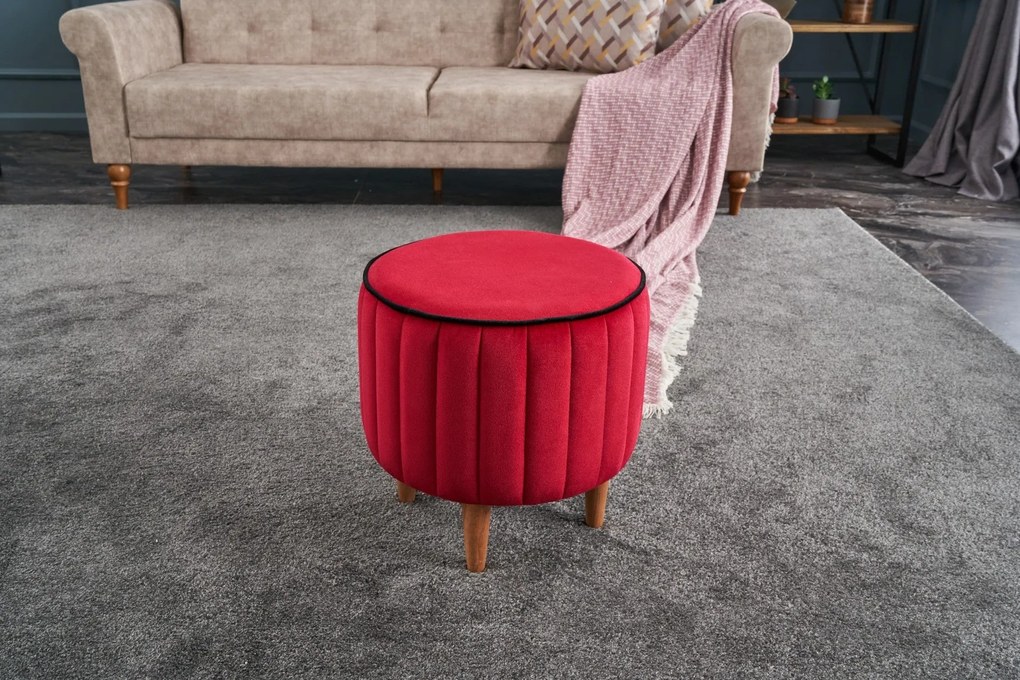Pouffe Lindy – Vermelho – 40 cm x 40 cm x 40 cm