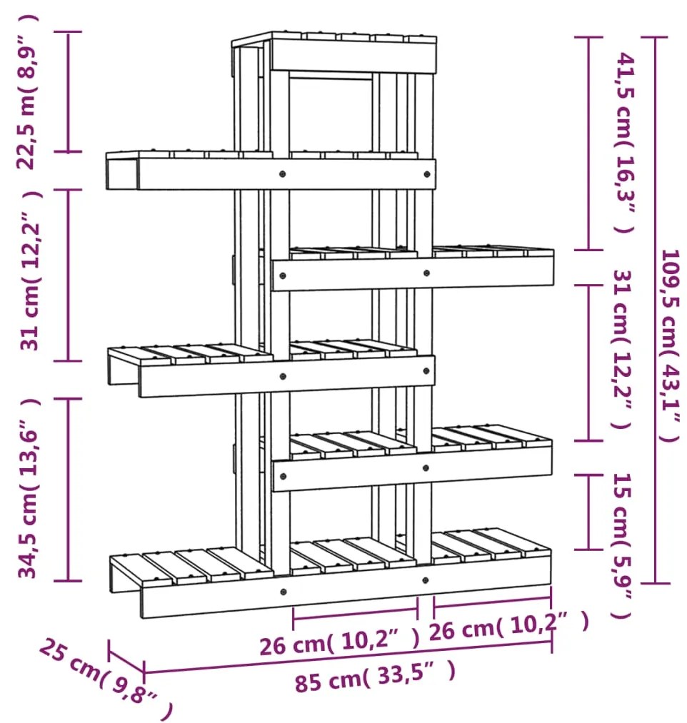 Suporte para plantas 85x25x109,5 cm pinho maciço branco