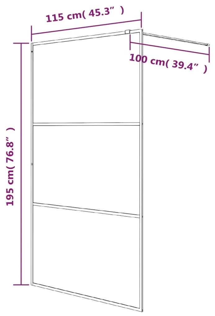 Divisória de chuveiro c/ vidro ESG transparente 115x195cm preto