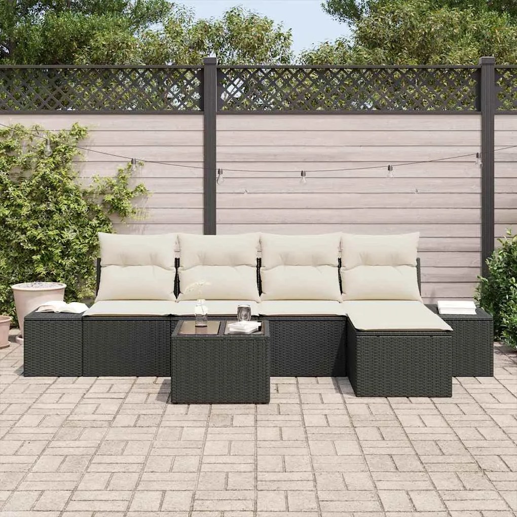 Sofá de Jardim 5 Peças com Almofadas em Rattan Sintético Marrom