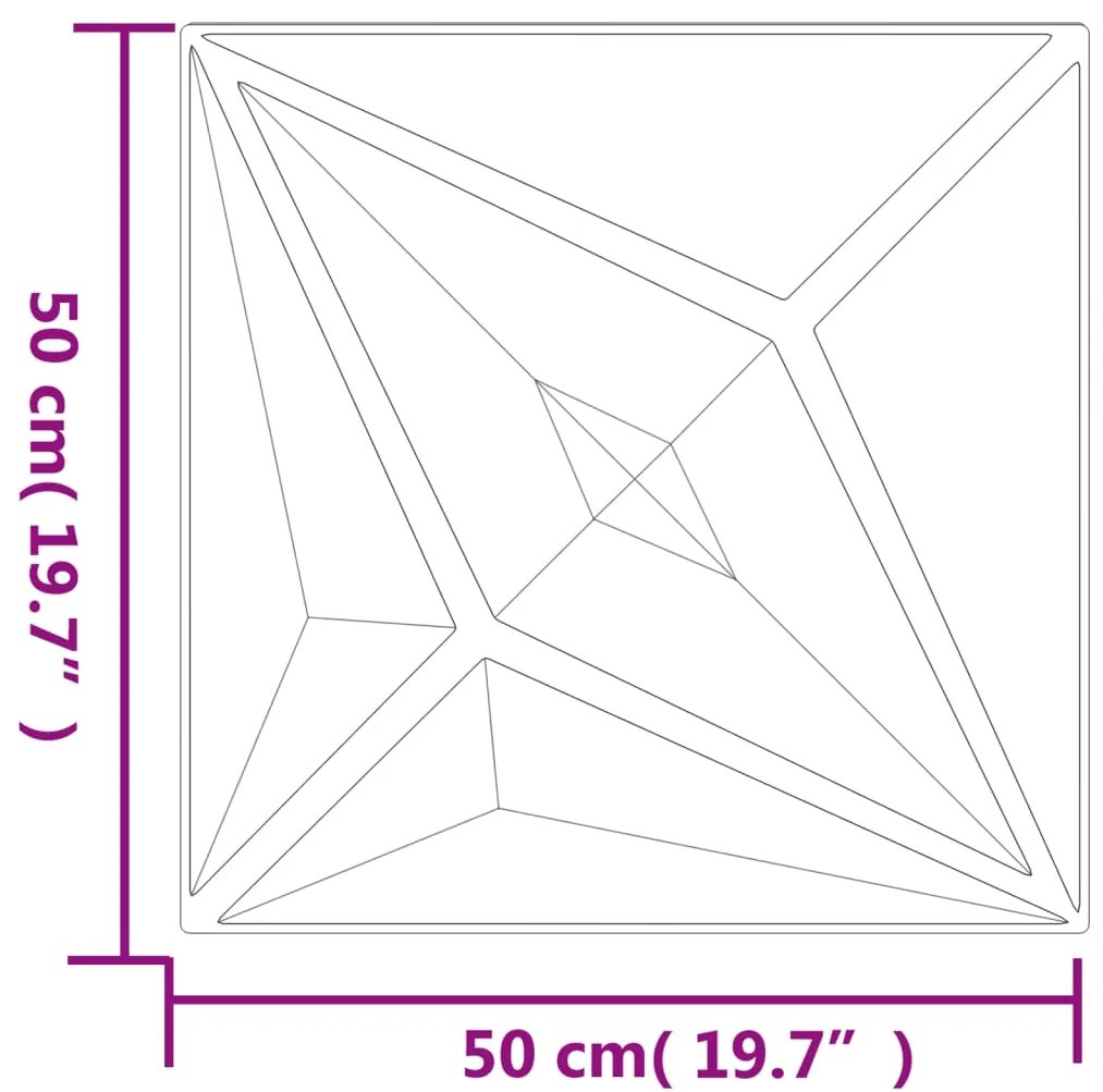 Painéis de parede 12 pcs 50x50 cm 3m² EPS estrela branco