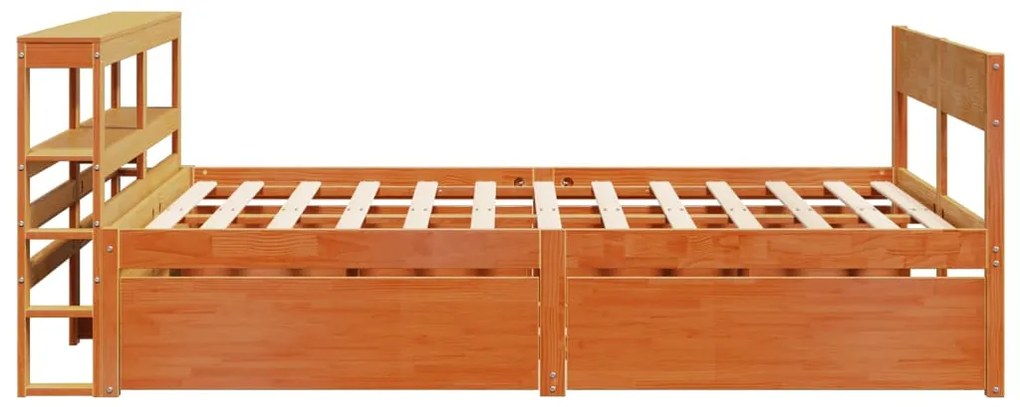 Cama sem colchão 140x200 cm madeira pinho maciça castanho-mel