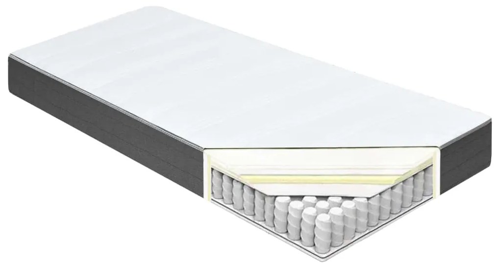Cama boxspring 200x200 cm tecido cinzento-escuro