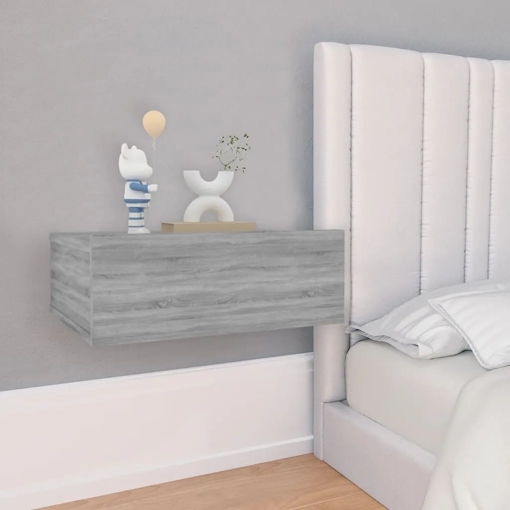 vidaXL Mesas cabeceira suspensas 40x30x15 cm cor sonoma cinzento