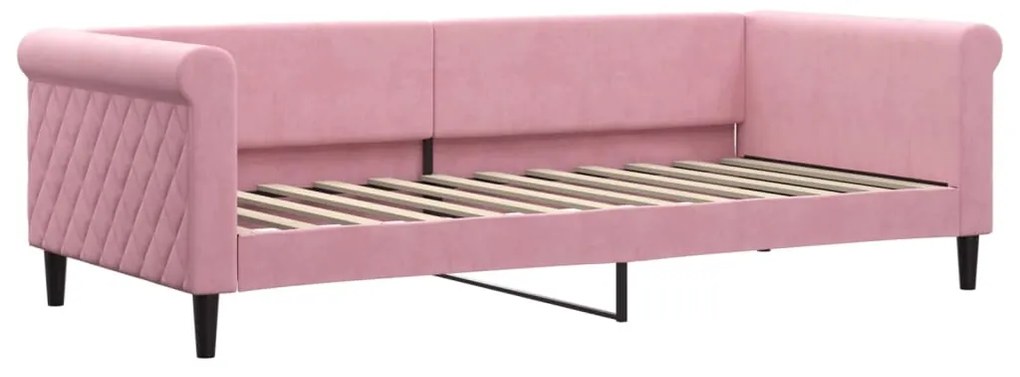 Sofá-cama com gavetão e gavetas 90x200 cm veludo rosa