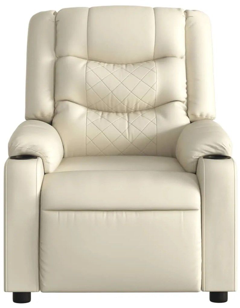 Poltrona reclinável elétrica couro artificial cor creme