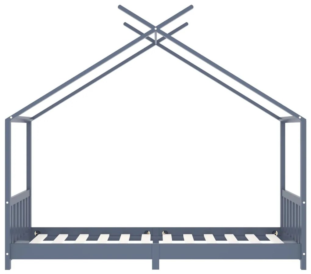 Estrutura de cama para crianças 90x200 cm pinho maciço cinzento