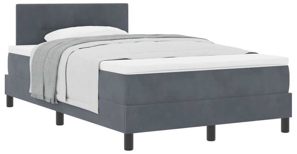Cama Box com Colchão vidaXL Cinza Escuro Pequeno Duplo Veludo