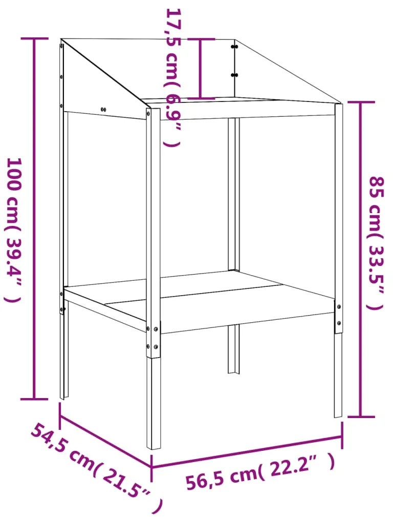 Suporte para plantas 56,5x54,5x100 cm aço galvanizado antracite