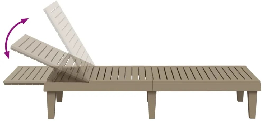 Espreguiçadeira 155x58x83 cm polipropileno castanho-claro