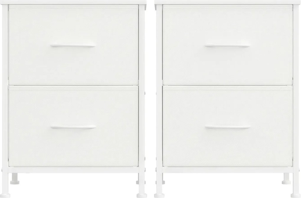 Conjunto de 2 mesas de cabeceira, com duas gavetas 30 x 39,6 x 52,2 cm Brancas