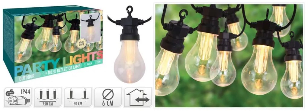 ProGarden Iluminação de jardim 10 lâmpadas LED 3,2 V