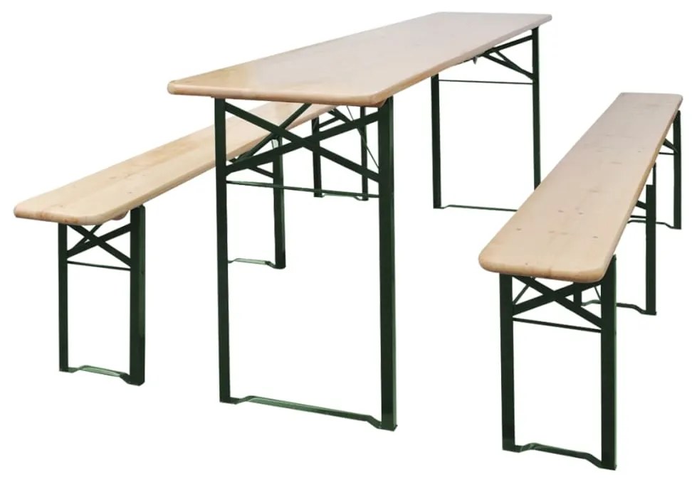 vidaXL Mesa de cerveja dobrável c/ 2 bancos 220 cm madeira de abeto