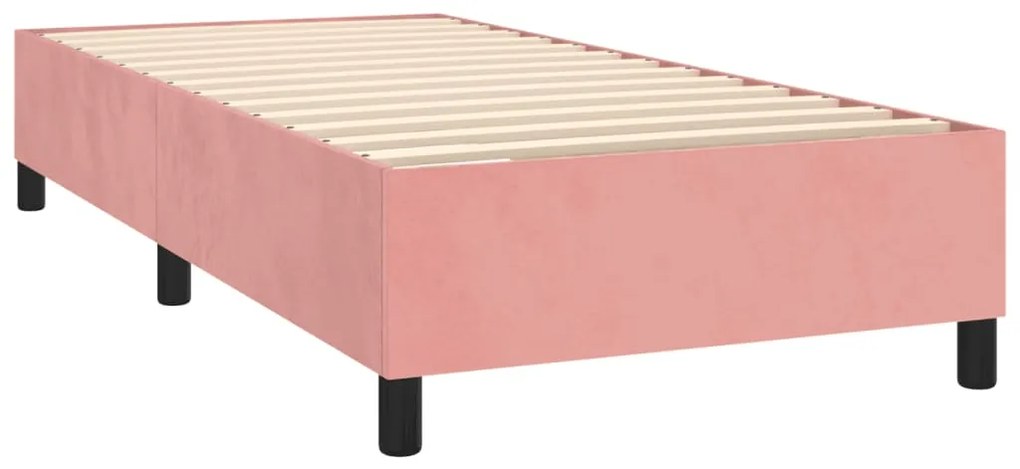 Estrutura de cama com molas 90x190 cm veludo rosa