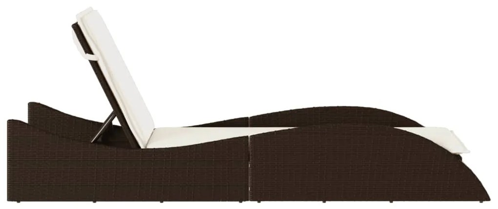 Espreguiçadeira com almofadão 60x205x73 cm vime PE castanho