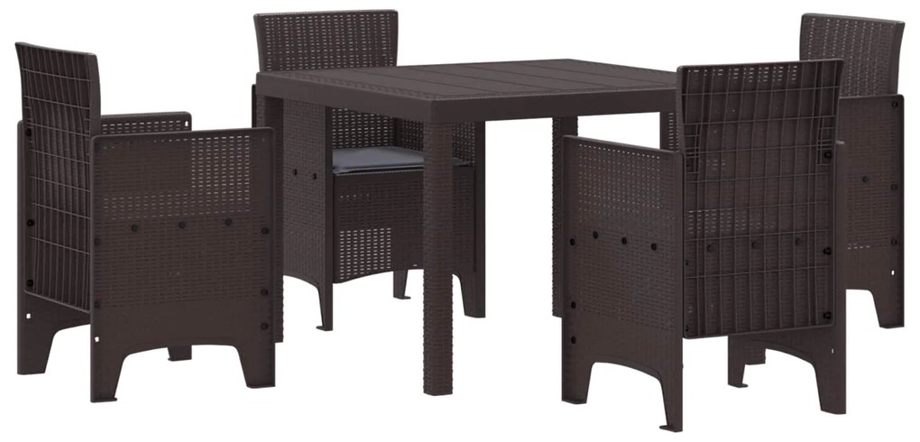 vidaXL Conjunto de Jantar para Jardim 5 pcs Castanho Polipropileno
