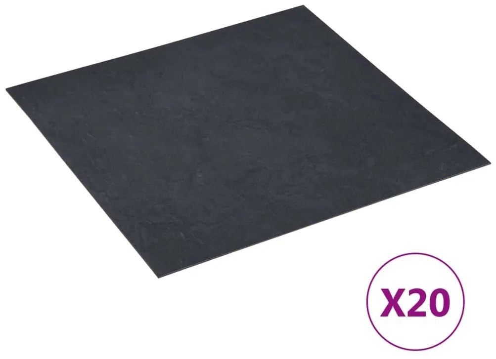 vidaXL Tábuas de soalho autoadesivas 20 pcs 1,86 m² PVC mármore preto