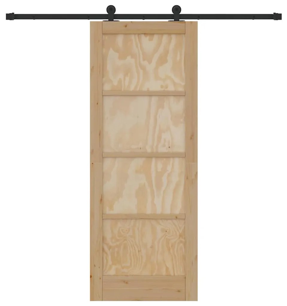 Porta de Correr vidaXL com Conjunto de Hardware 78x202 cm Madeira Sóli