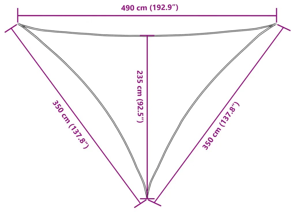 Para-sol vela tecido oxford triangular 3,5x3,5x4,9 m castanho